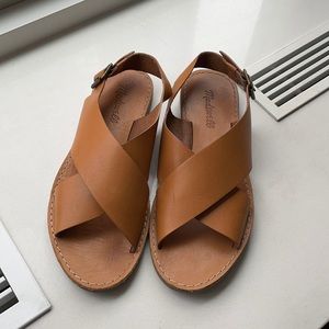 Madewell Boardwalk Crossover Sandal in Tan